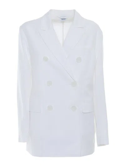 Aspesi Tailored White Double-breasted Blazer With Notched Lapel In White