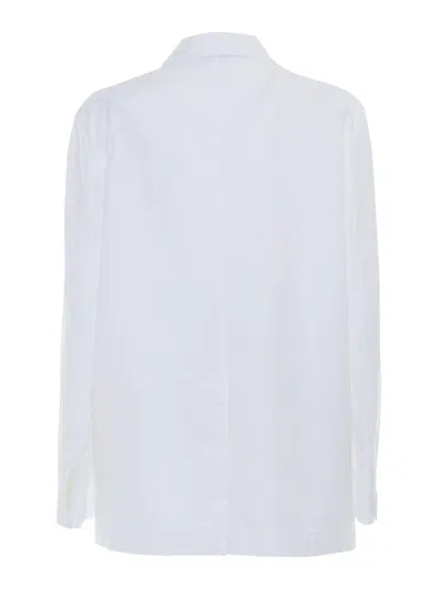 Aspesi Tailored White Double-breasted Blazer With Notched Lapel In White