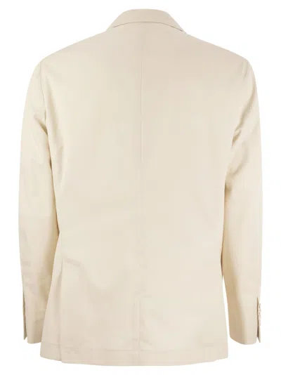 Brunello Cucinelli Men Cotton And Cashmere Deconstructed Jacket With Patch Pockets In Cream