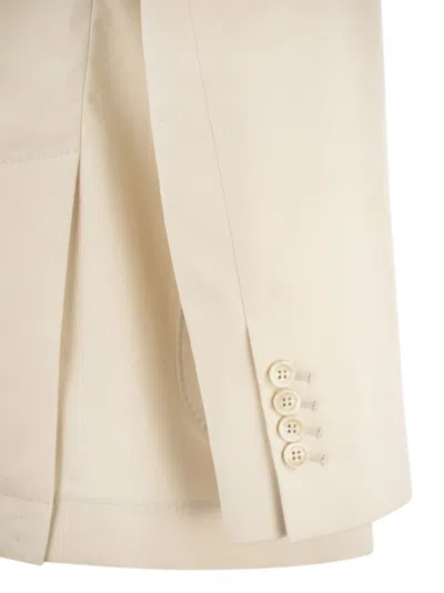 Brunello Cucinelli Men Cotton And Cashmere Deconstructed Jacket With Patch Pockets In Cream