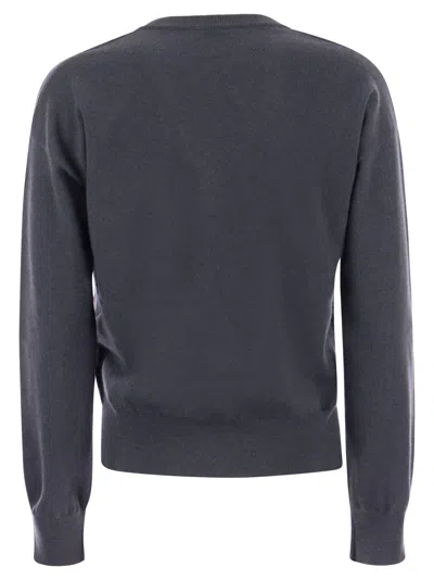 Brunello Cucinelli Cashmere Sweater With Pocket In Blue