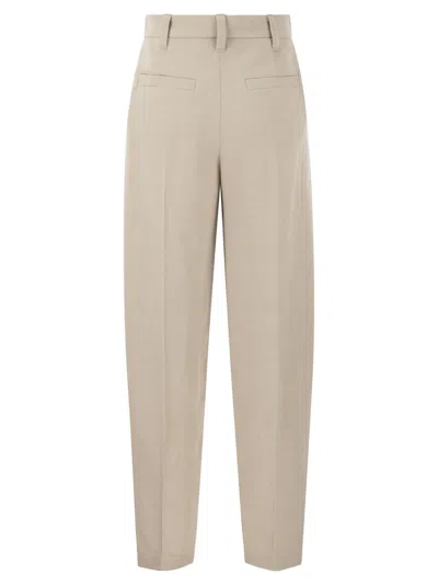 Brunello Cucinelli Beige Pants With Monil Detail On The Loop And Pences In Neutral