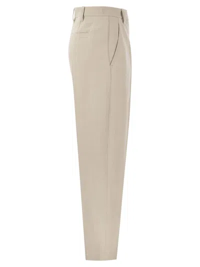 Brunello Cucinelli Beige Pants With Monil Detail On The Loop And Pences In Neutral