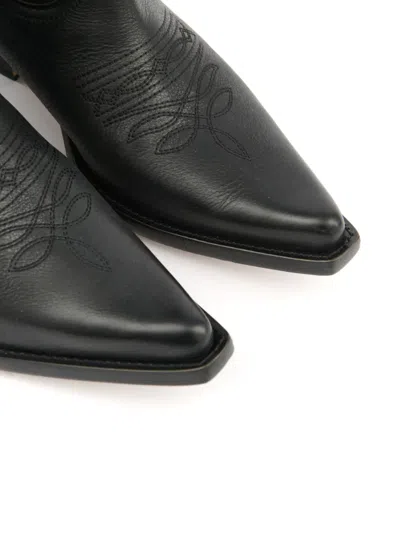 Mm6 Maison Margiela Pointed Toe Leather Boots With Double Pull-tabs In Black