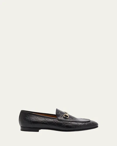 Gucci Jordaan Embossed Leather Loafers In Black