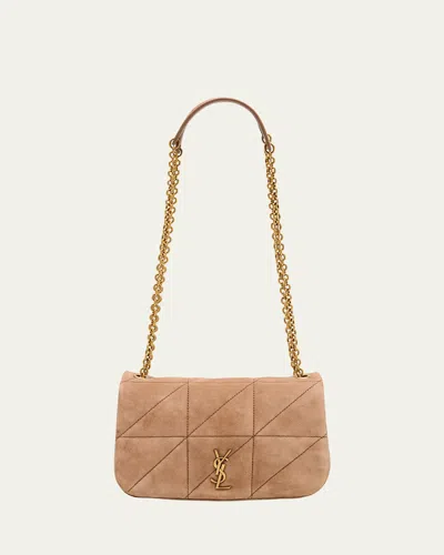 Saint Laurent Jamie 4.3 Mini Ysl Chain Shoulder Bag In Quilted Suede In Whisper Pink