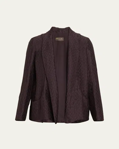 Loro Piana Annie Open-front Fluid Diamond Cloquet Silk Jacket In H0v5 Cloves