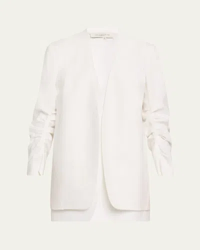 Lafayette 148 Linen Ruched Sleeve Blazer & Vest In White