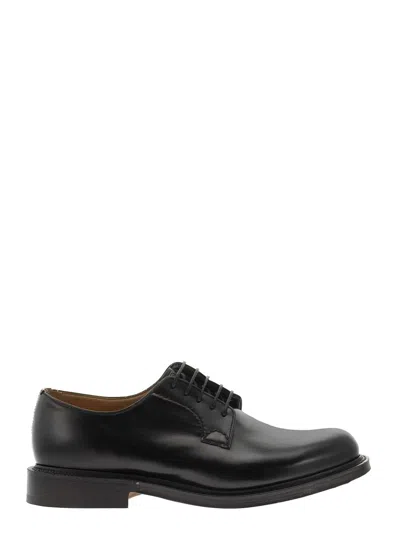 Church's Polished Black Leather Derby Shoes With Rounded Toe
