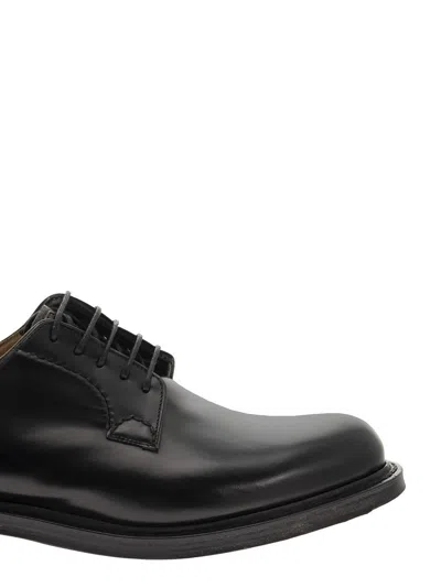 Church's Polished Black Leather Derby Shoes With Rounded Toe