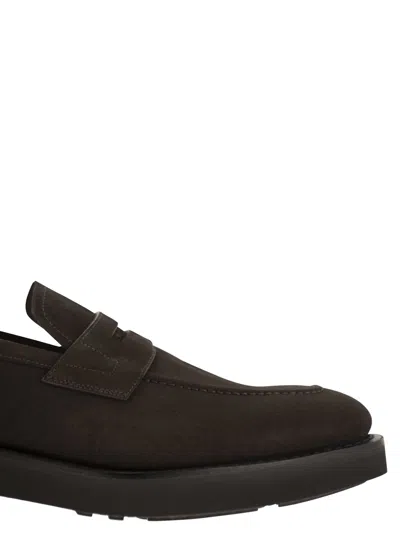 Church's Suede Calfskin Moccasin Loafers With Lightweight Eva Sole In Dark Brown