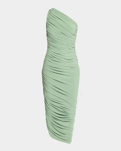 Norma Kamali Diana Draped Jersey Dress In Green