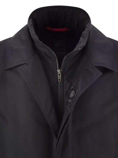 Fay Morning Waterproof Coat With High Collar In Blue