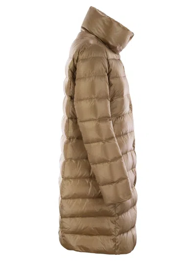 Fay Long Down Jacket With Hook In Brown