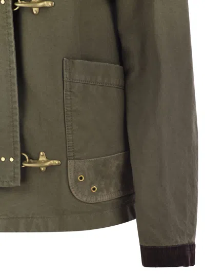 Fay 3 Hooks Canvas Caban Jacket In Multicolor