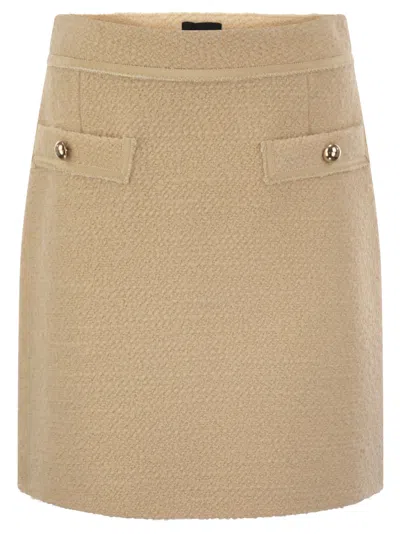 Fay Short Skirt With Boucle Details In Cream