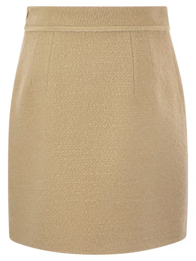 Fay Short Skirt With Boucle Details In Cream
