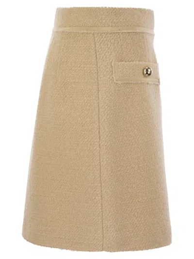 Fay Short Skirt With Boucle Details In Cream