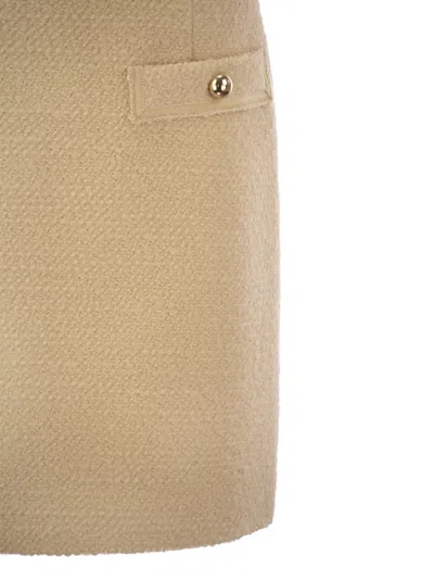 Fay Short Skirt With Boucle Details In Cream