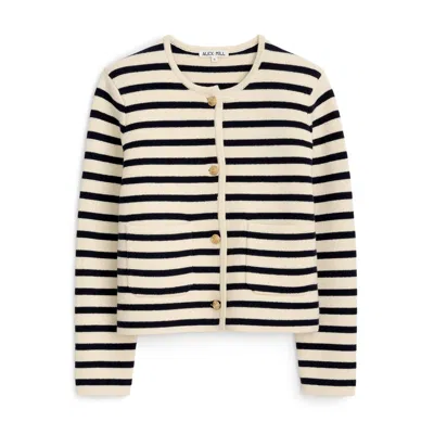 Alex Mill Cardigan Sweater In Cream,navy Stripe