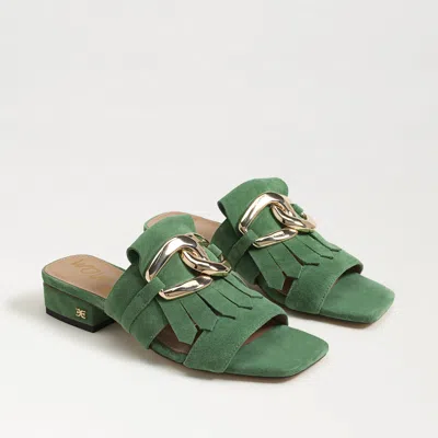 Sam Edelman Darby Slide Block Heel Sandal Thyme Green Suede In Green