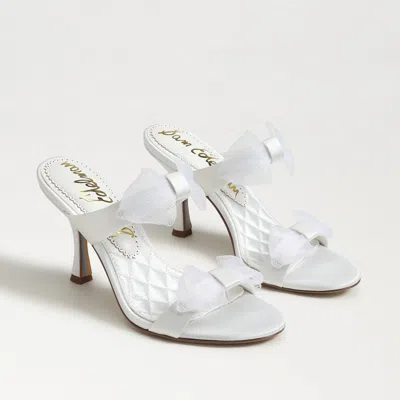 Sam Edelman Jasmine Double Strap Heel Mule Bright White Satin In White
