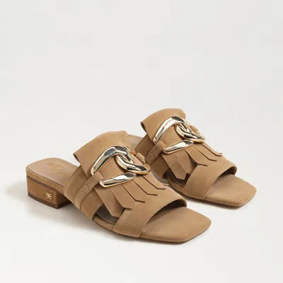 Sam Edelman Darby Slide Block Heel Sandal Camel Leather In Brown