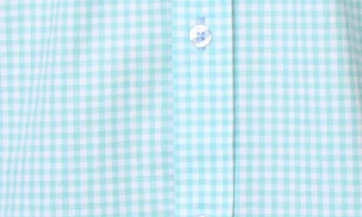 Tailorbyrd Micro Gingham Stretch Cotton Button-up Shirt In Seafoam