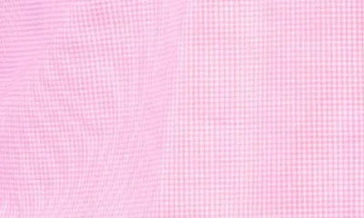 Tailorbyrd Micro Gingham Stretch Cotton Button-up Shirt In Rose Pink