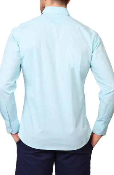 Tailorbyrd Micro Gingham Stretch Cotton Button-up Shirt In Seafoam