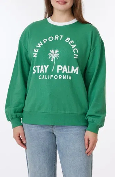 C&c California C & C California Millie Beach Terry Ringer Crewneck Sweatshirt In Pine Green