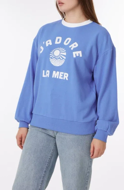 C&c California C & C California Millie Beach Terry Ringer Crewneck Sweatshirt In Ultramarine