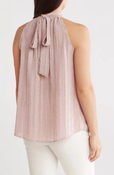 Renee C Sheer Texture Halter Neck Top In Mauve