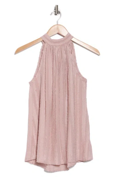 Renee C Sheer Texture Halter Neck Top In Mauve