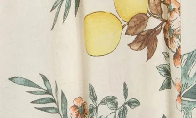 Renee C Lemon Print Wide Leg Pants In Taupe