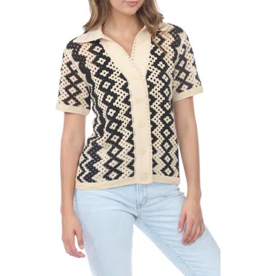 Rain And Rose Openwork Button-up Shirt In As Is