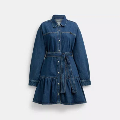 Coach Denim Shirt Dress In Blue