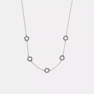 Coach Pavé Tea Rose Necklace In Gold