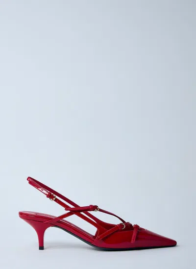 Miu Miu Miumiu Women Patent Leather Slingbacks With Buckles In Red