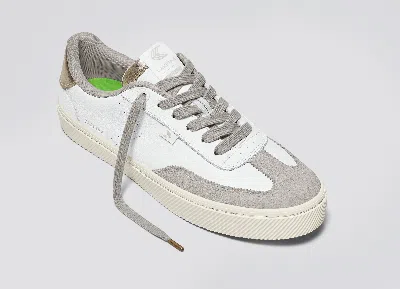 Cariuma Toca White Premium Leather Vintage White Suede Metallic Gold Sneaker Men In Off-white Vintage/metallic Gold