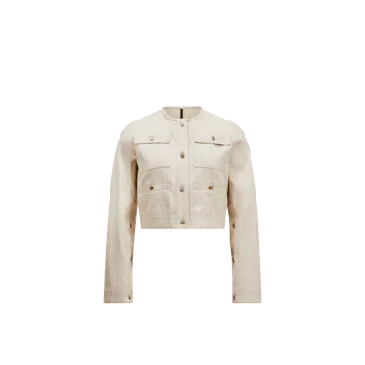 Moncler Veste En Coton Et Lin Chatel In Blanc