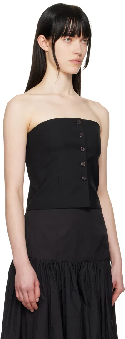 Amomento Black Button Up Bustier Top In Black