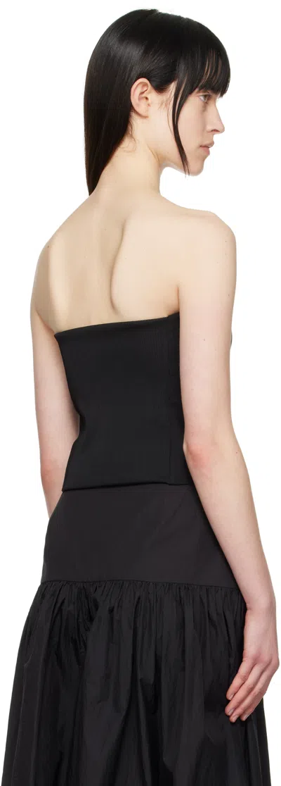 Amomento Black Button Up Bustier Top In Black