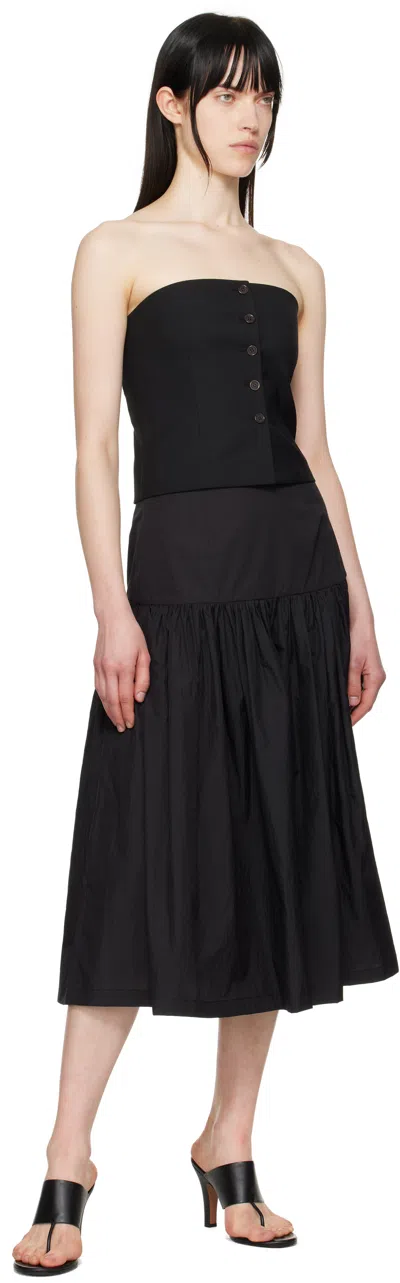 Amomento Black Button Up Bustier Top In Black