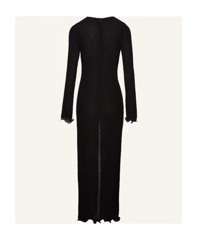 Magda Butrym Midi Dress Ls Floral Embellishment In Black