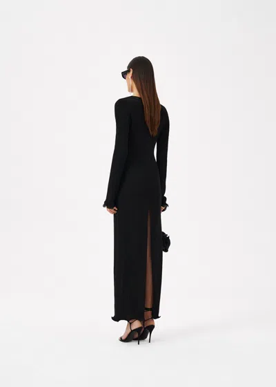 Magda Butrym Midi Dress Ls Floral Embellishment In Black