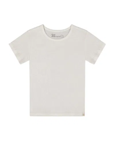 Deux Par Deux Girls' Crinkle Short Sleeve Top - Baby In White