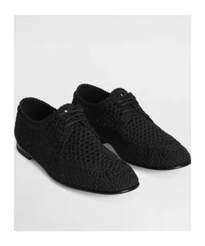 Dolce & Gabbana Men Black Woven Dress Shoes, 8 Luxury Lace Ups & Dress Shoes For Men Darveys In Black