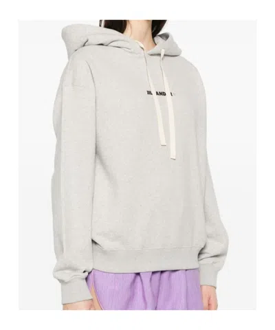 Jil Sander Grey Cotton Hoodie In White