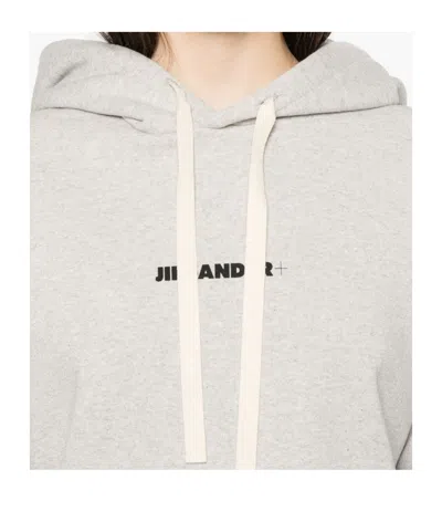 Jil Sander Grey Cotton Hoodie In White